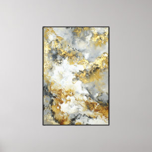 Gold- und grauer Marmor – Abstrakte Wandkunst Leinwanddruck