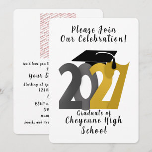 Gold und Gray Abschlussjahrgang 2027 Foto Abitur/A Einladung