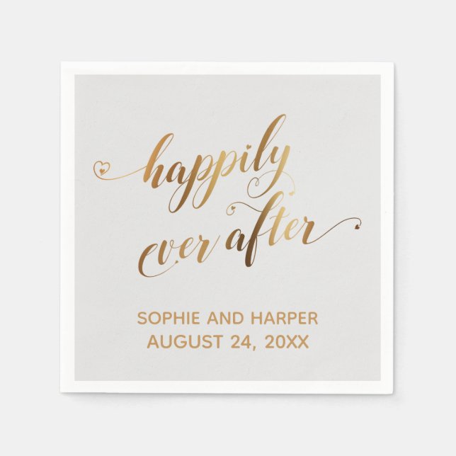Gold und Gray nach, Herz-Script Serviette (Vorderseite)