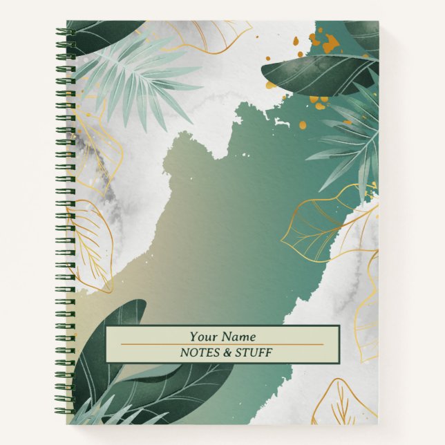 Gold und Green Blätter Notebook Notizbuch (Vorderseite)