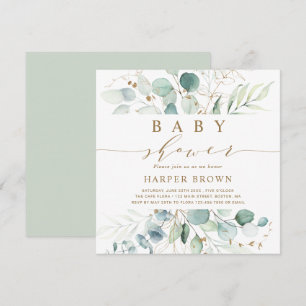 Gold und Green Botanical Baby Showplatz Einladung