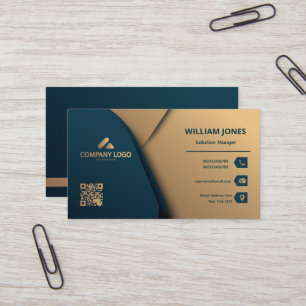 Gold und Green Elegante Business Card, QR Code Visitenkarte