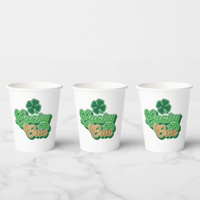 Gold und Green Lucky One First Birthday Paper Cups Pappbecher (Multi)