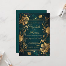 Gold und Green Luxury Themeneinladung.