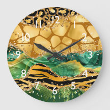 Gold und Green Safari Animal Print Agate