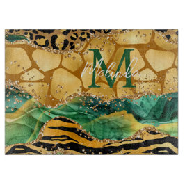 Gold und Green Safari Animal Print Agate Schneidebrett
