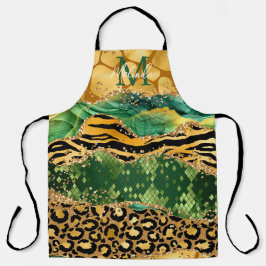 Gold und Green Safari Animal Print Agate Schürze