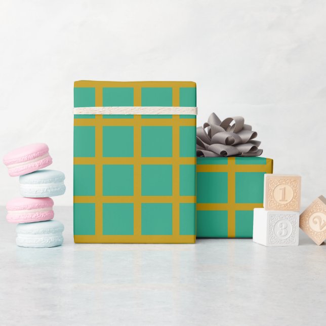 Gold und Grün Elegant Moderner Minimalistischer Ur Geschenkpapier (Babyparty)