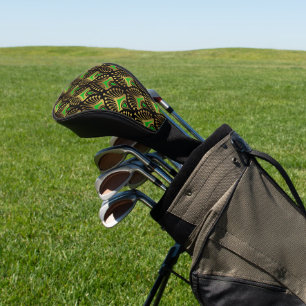 Gold und grüne Art-Deco-Muster auf schwarz Golf Headcover