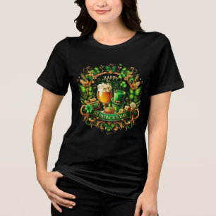 Gold- und grüne aufwendige St. Patrick's Day-Feier Tri-Blend Shirt