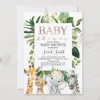 Gold und grüne Blätter GIrls Safari Baby Dusche