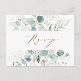 Gold und grüne botanische Hochzeitsszenarien - RSV Postkarte
