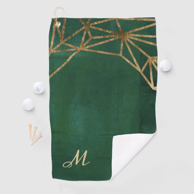 Gold- und Grüne Dschungel-Web Golfhandtuch (Insitu)