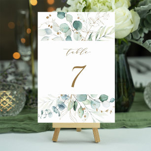 Gold und grüne elegante botanische Hochzeit Tischnummer