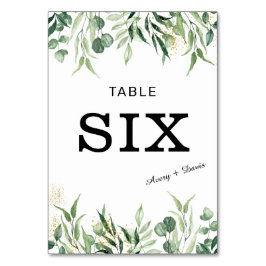 Gold und Grüne Hochzeit für Tischnummer Card.