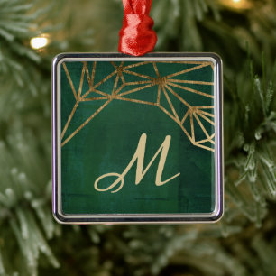 Gold- und Grüne Jungle-Web Ornament Aus Metall