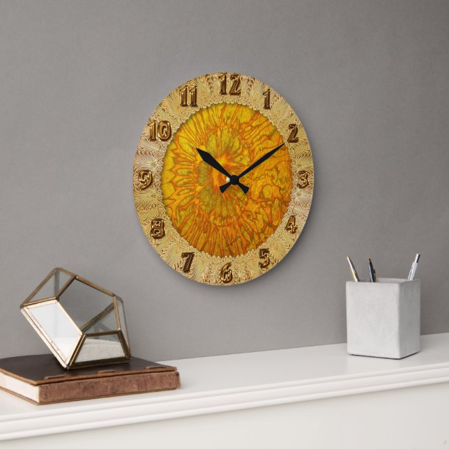 Gold und grüne Textur mit einem abstrakten Teil Große Wanduhr (Büro)