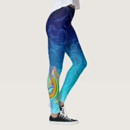 Gold- und Grünwasserdrache mit Paddeln Leggings