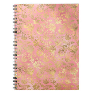 Gold- und hellrosa Folien-Blumenmuster Notizblock