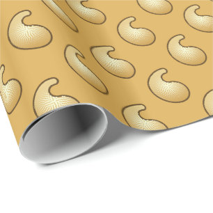 Gold- und karamellbraunes Paisleymuster Geschenkpapier
