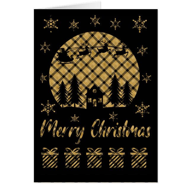 Gold und Kariert Schwarz Weihnachtsausschnitt (Vorne)