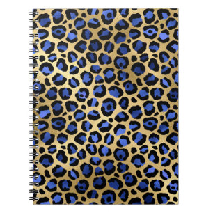 Gold- und königsblaue Glam-Leopardenflecken-Prägun Notizblock