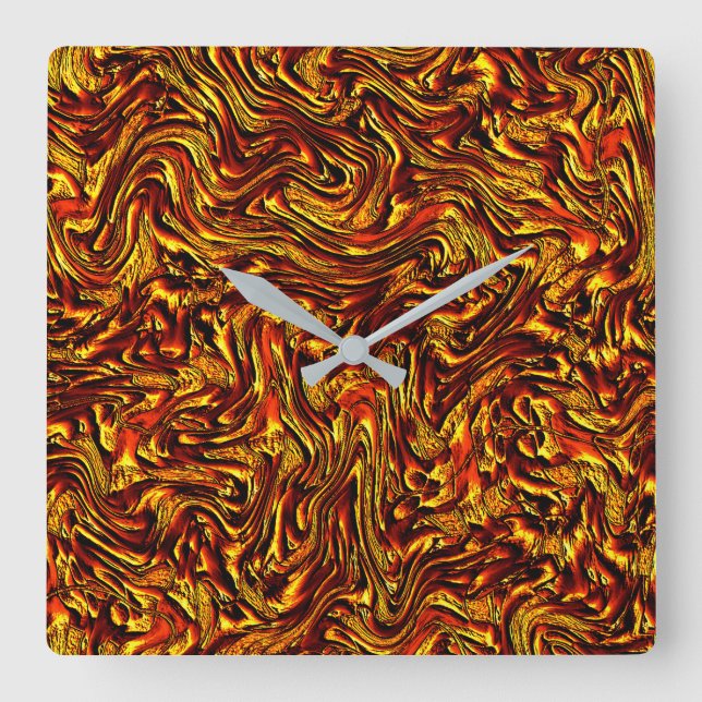 Gold und Korallen oder lebhafte rote Textur Quadratische Wanduhr (Vorderseite)