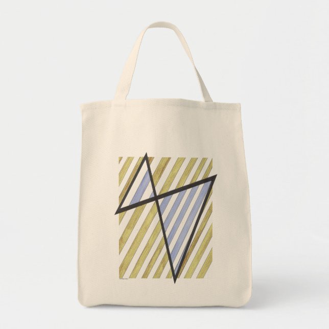Gold-und Lavendel-Streifen-Motiv-Tasche Tragetasche (Vorne)