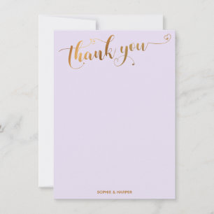 Gold und Lavender Vielen Dank für Kalligraphie & H Dankeskarte