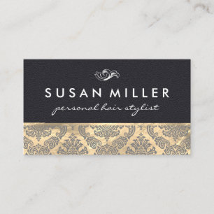 Gold und Leder mit Damaskus Visitenkarte