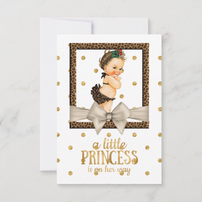 Gold und Leopard Print Girl's Baby Shower Einladung (Vorderseite)