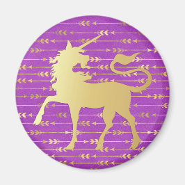 Gold und Lila Bohemisches Muster & Einhorn Magnet