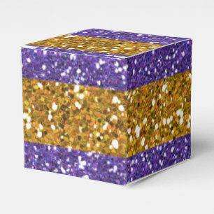 Gold und lila Glitzer-Streifen gedruckt Geschenkschachtel