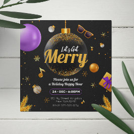 Gold und Lila Lasst uns frohen Weihnachtsspass bek Einladung