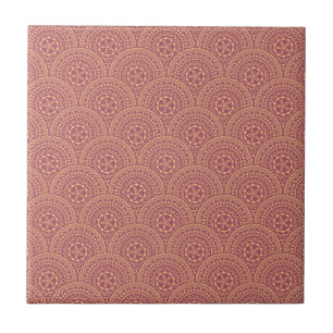 Gold und lila Mandala-Wellenmuster Fliese