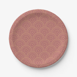 Gold und lila Mandala-Wellenmuster Pappteller