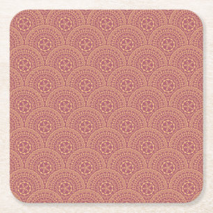 Gold und lila Mandala-Wellenmuster Rechteckiger Pappuntersetzer