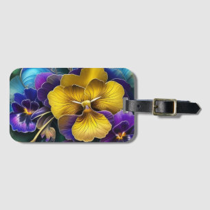 Gold und Lila Pansy Patch Gepäckanhänger