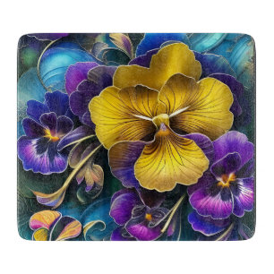 Gold und Lila Pansy Patch Schneidebrett