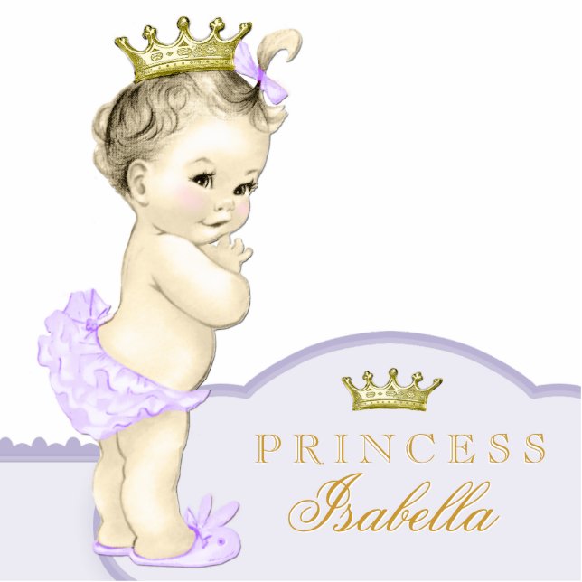 Gold und Lila Princess Baby Dusche Freistehende Fotoskulptur (Vorne)