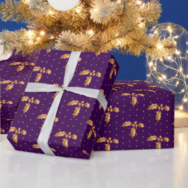 Gold und Lila Weihnachtsfeier Geschenkpapier