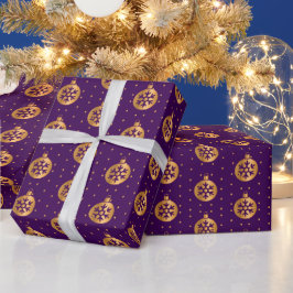 Gold und Lila Weihnachtsschmuck Geschenkpapier