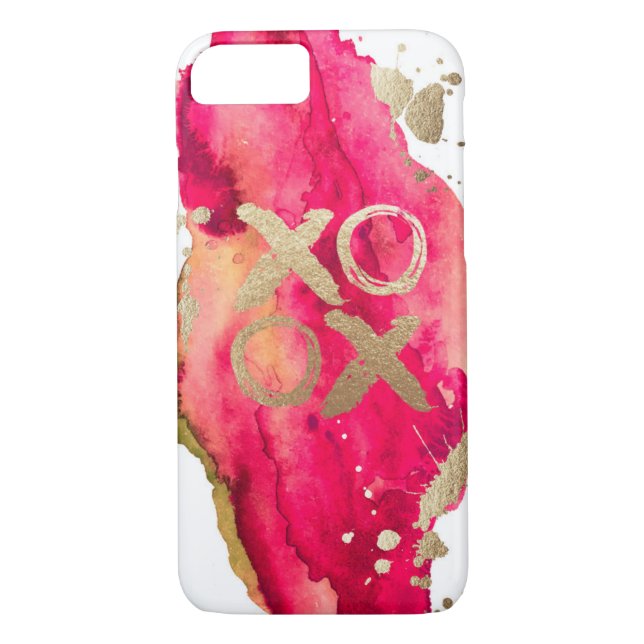 Gold und magentaroter XOXO Iphone Kasten Case-Mate iPhone Hülle (Rückseite)