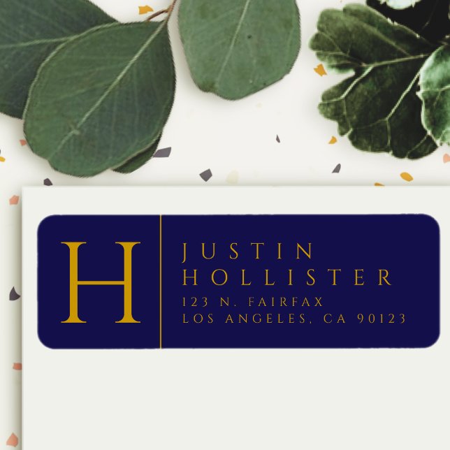 Gold und Marine | Klassisches Rücksendeadresse-Eti (Von Creator hochgeladen)