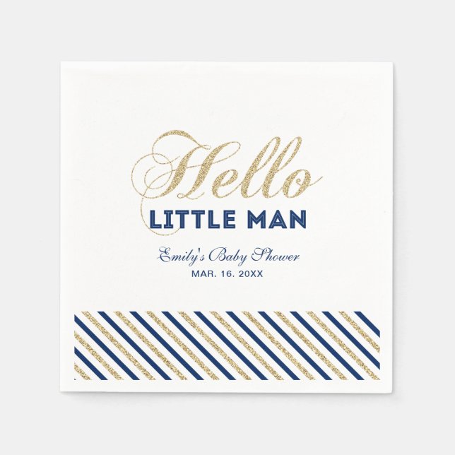 Gold und Marine | Modernes Baby-Duschpapier Napkin Serviette (Vorderseite)