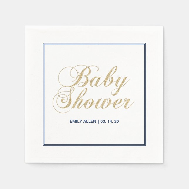 Gold und Marine | Modernes Baby-Duschpapier Napkin Serviette (Vorderseite)