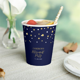 Gold- und Marineblaue geometrische Konfetti-Ruhest Pappbecher