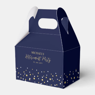 Gold- und Marineblaue Konfetti-Moderne-Ruhestandsf Geschenkschachtel