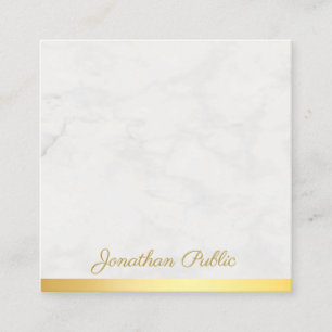 Gold- und Marmor-Elegant-Handschrift-Text Luxuriös Quadratische Visitenkarte