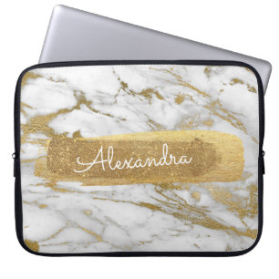 Gold und Marmor mit Gold Foil und Glitzer Laptopschutzhülle